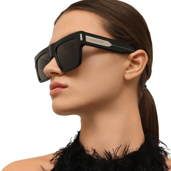 NEW SL628 001 SAINT LAURENT SQUARE BLACK UNISEX SL 628 001 SUNGLASSES - Picture 1 of 11